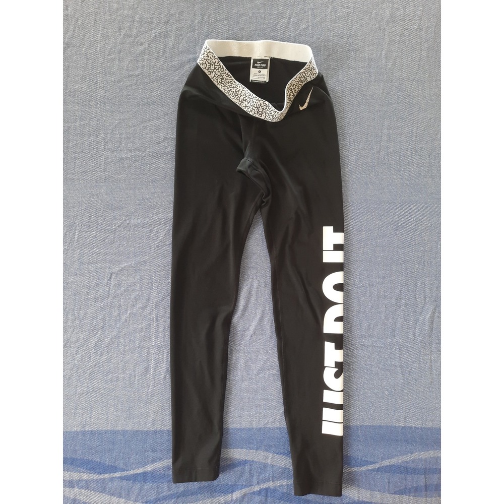 Nike Pro Dri-FIT Mens Black Just Do It Compression Leggings Tights 640959-011 S